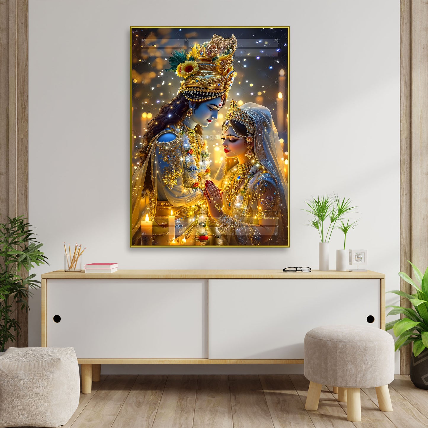 Shri Radha-Krishna Digital Spiritual Wall Decor - 13009