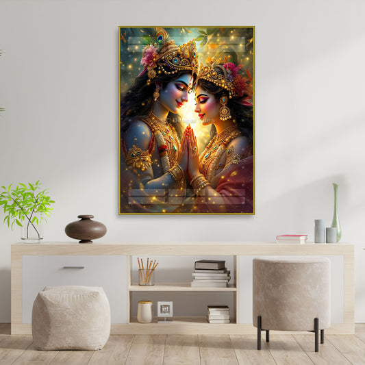 Radha-Krishna Blessings Premium Hindu Spiritual Wall Art - 13010