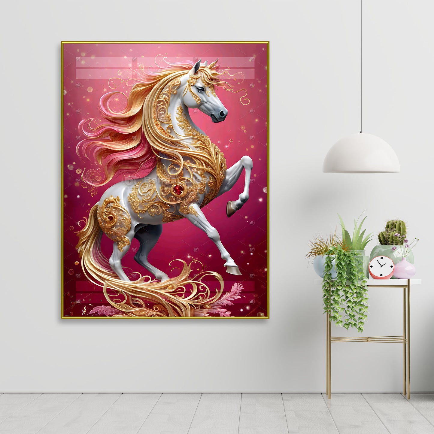 Elegant White & Golden Horse wall Decor - 13016