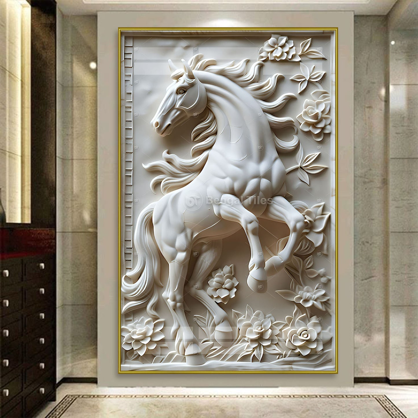 Refined White Horse Premium Wall Art - 13034