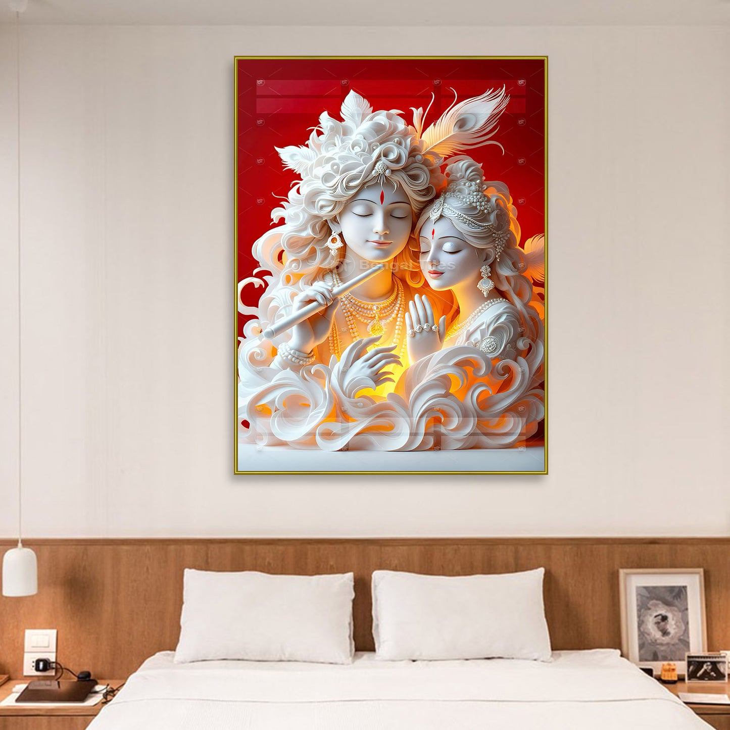 Divine Love Of Radha Krishna Digital Premium Wall Decor - 13047