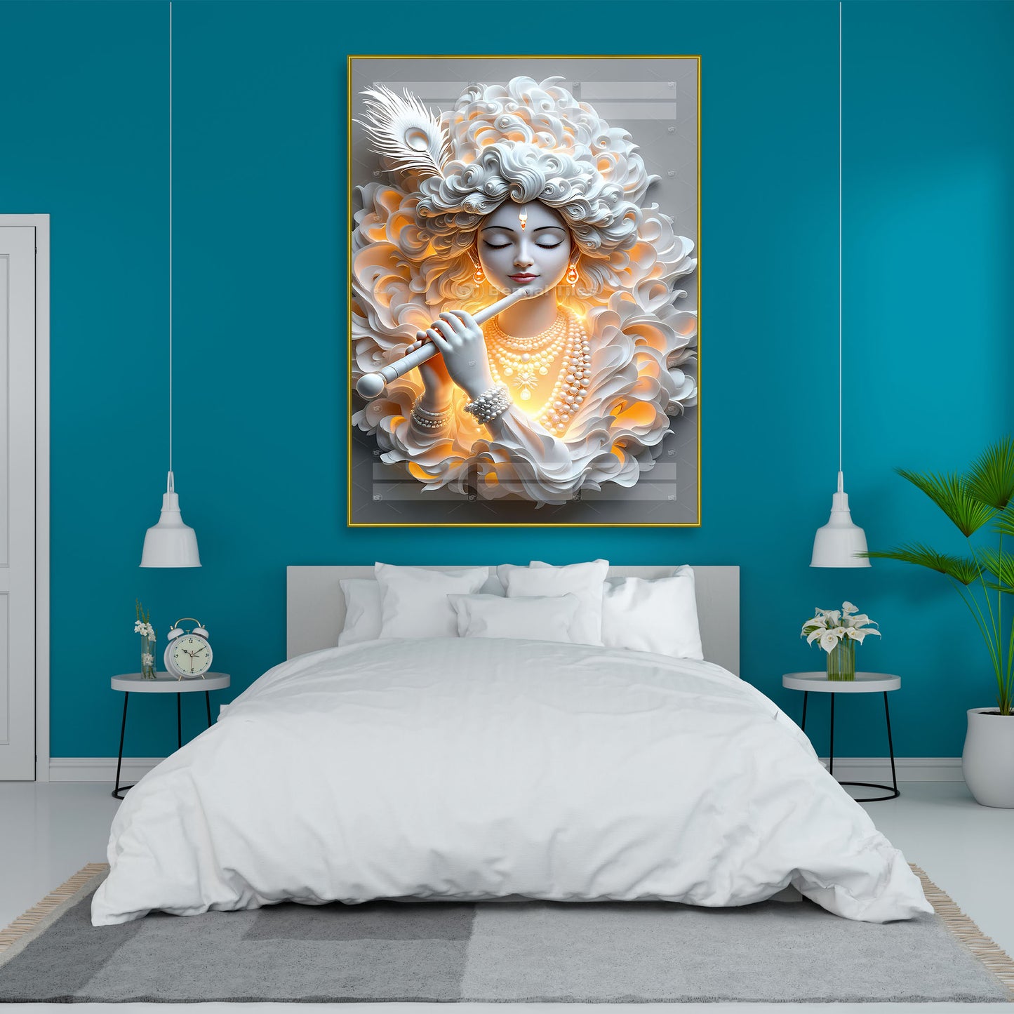 Divine Shri Krishna Premium Digital Spiritual Wall Art - 13049