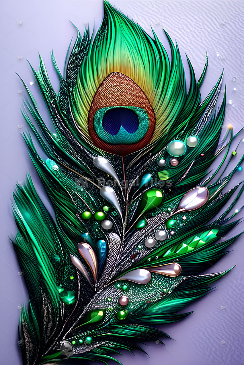 High-End 3D Digital Peacock Feather Decor - 13056