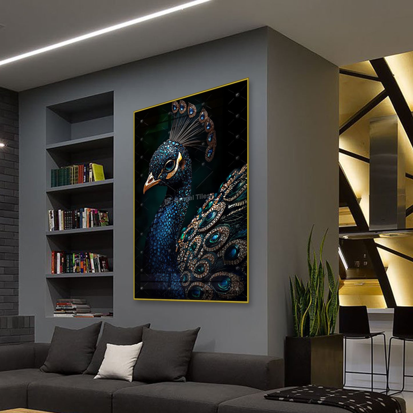 Modern High-Gloss Peacock Wall Sculpture - 13063