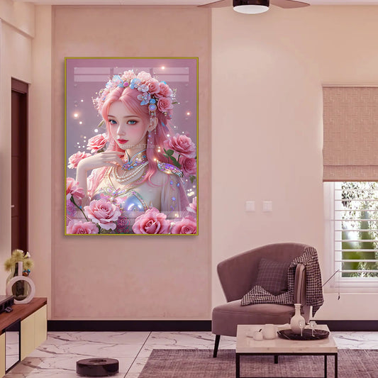 Rose Elegance Girl Premium Wall Print - 13069