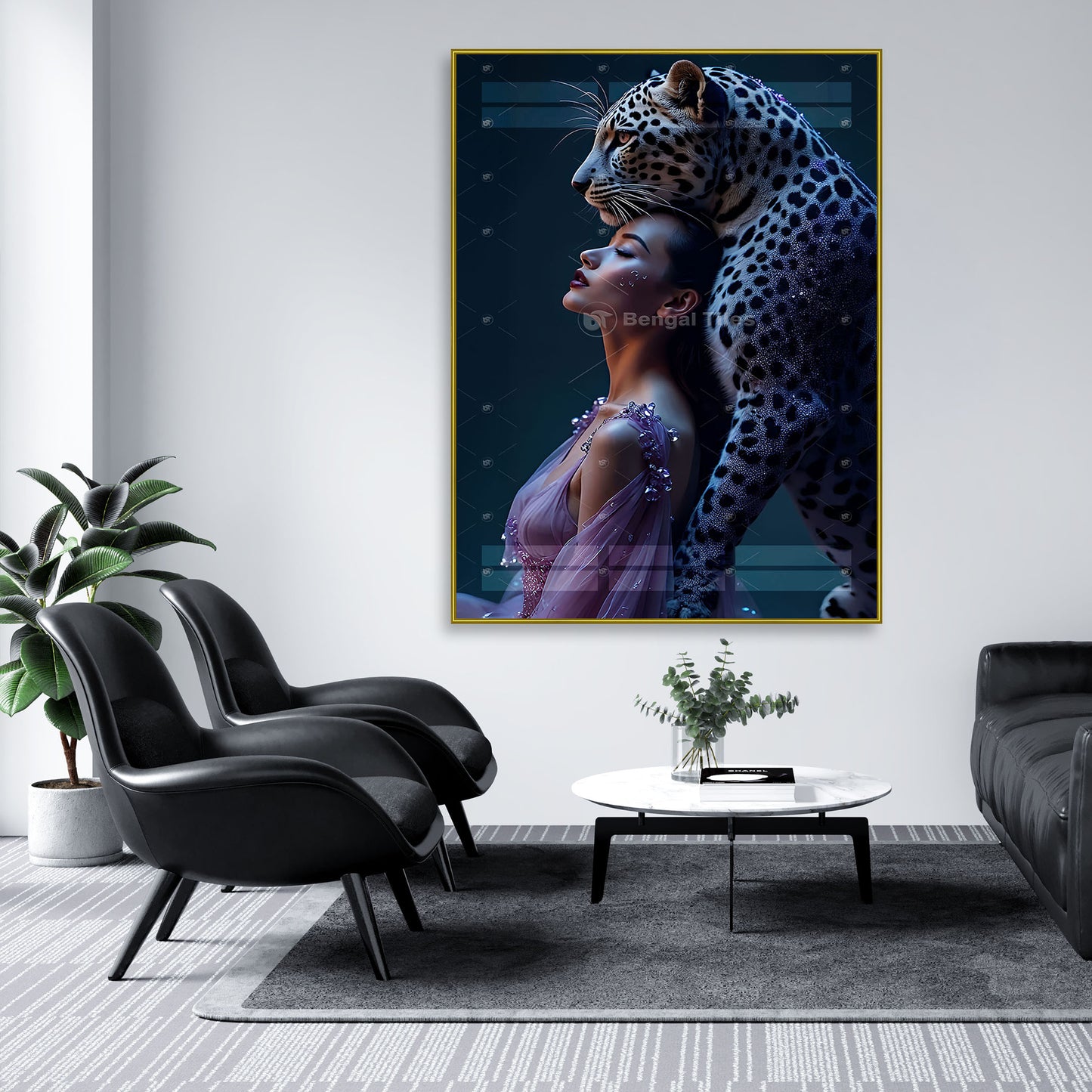 Fantasy AI Elegant Lady And Majestic Tiger Wall Art - 13078