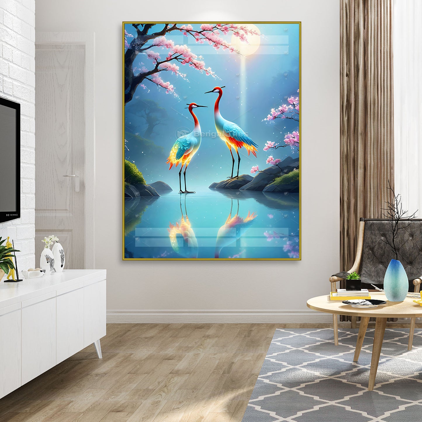 Oriental Elegance crane in Love Wall Decor - 13086