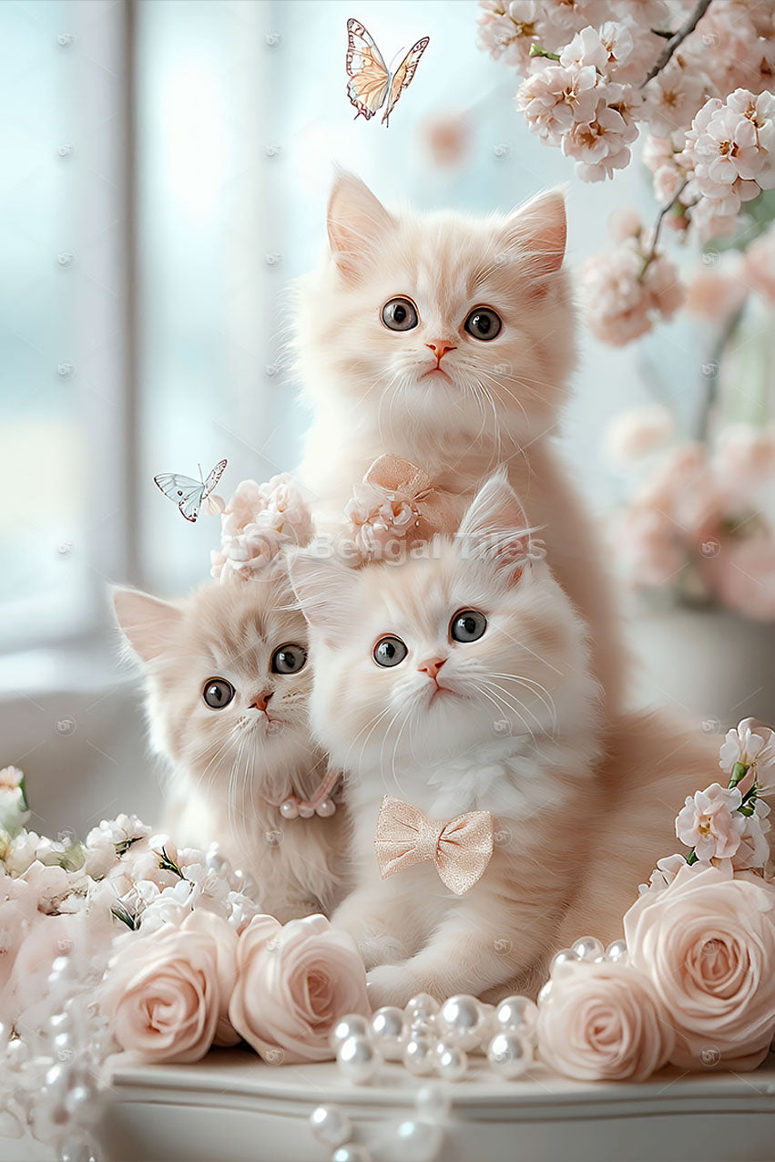 3 Cute Cats Premium Digital Wall Art - 13087