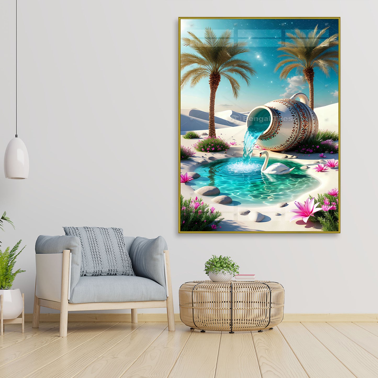 Swan With Nature Landscape Digital Wall Art - 13091
