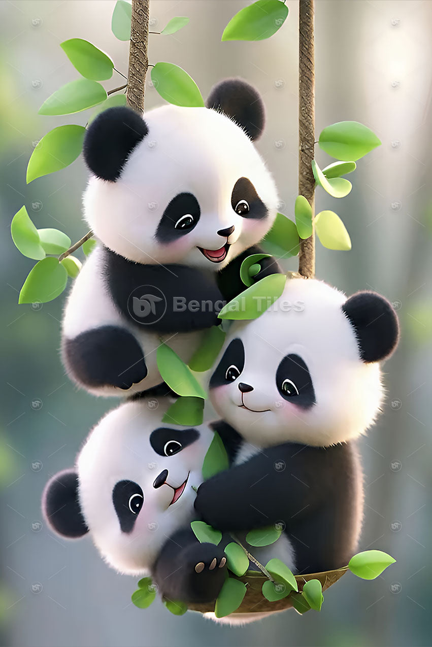 Playful Trio Premium Panda Wall Decor - 13093