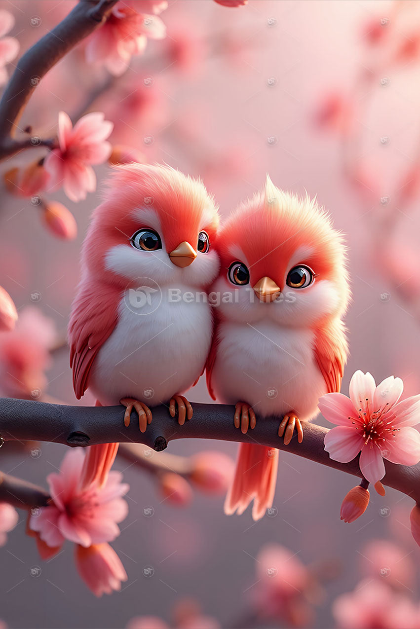 Love Nest Cute Bird Couple Wall Art - 13095