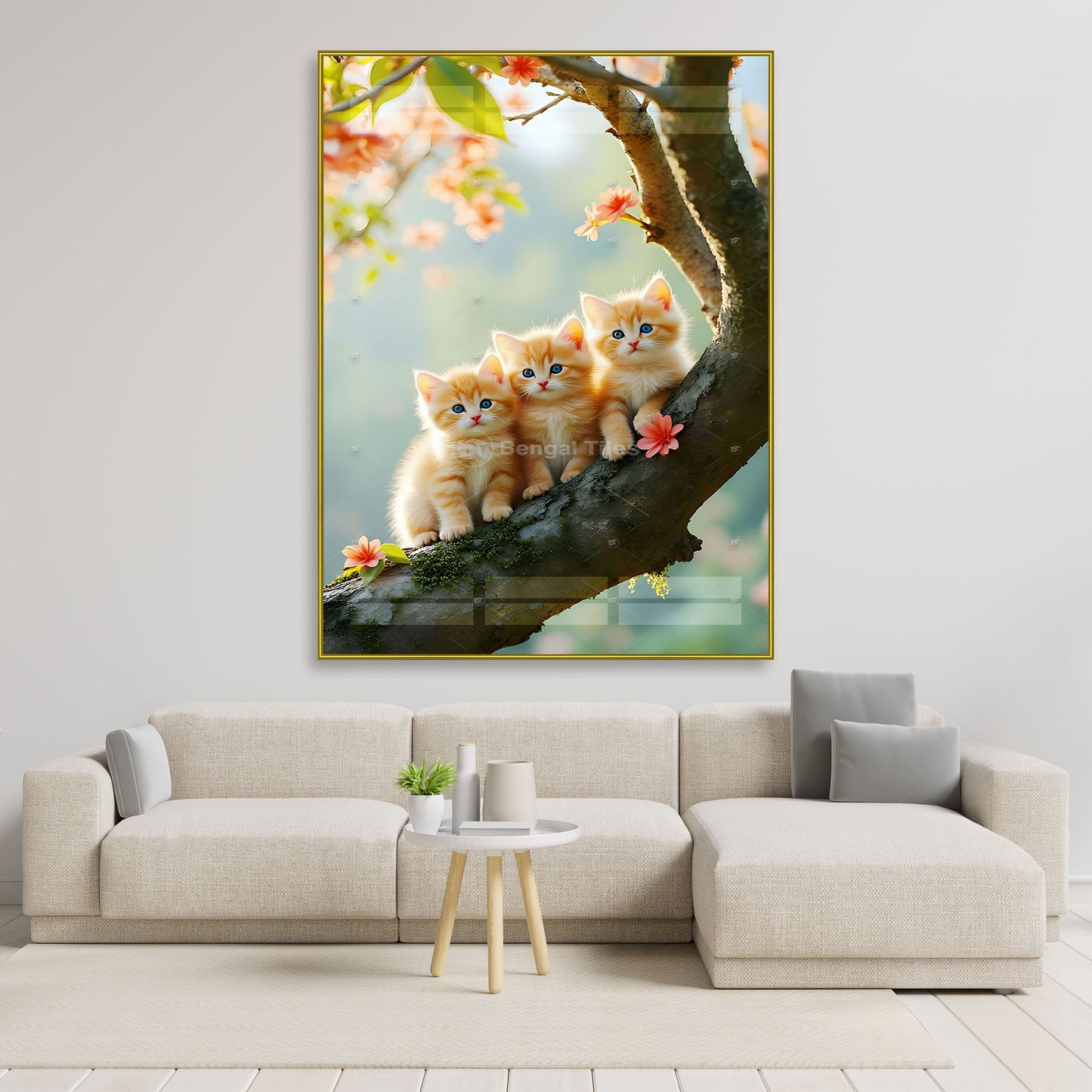 Three Playful Cats Elegant Digital Wall Decor - 13096