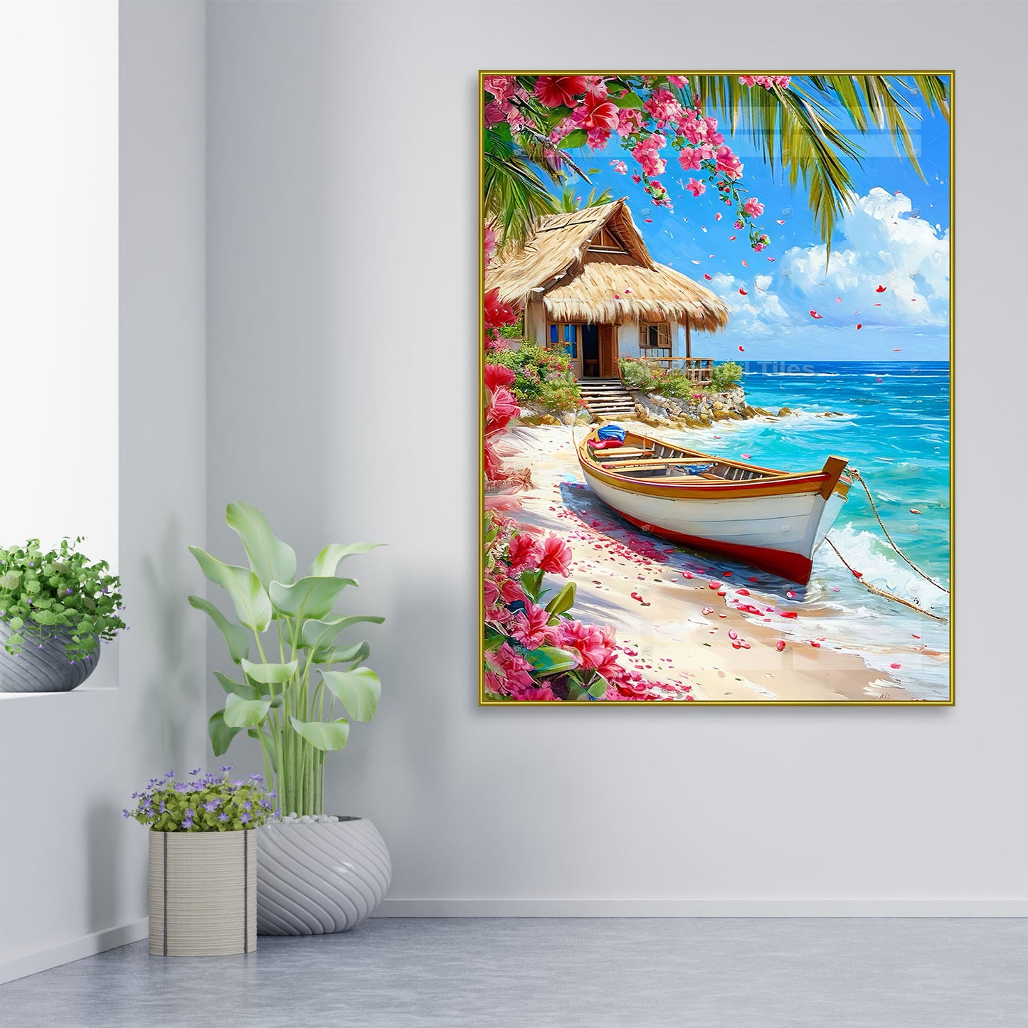 Digital Wall Decor Boat Sailing Through Nature- 13100
