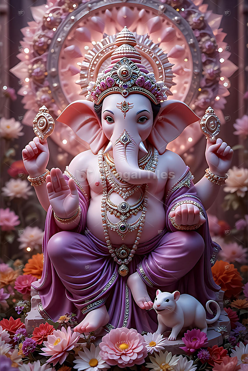 3D Divine Ganesh ji Digital Wall Decor For Any Space - 13102