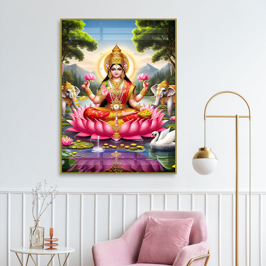 Divine Mahalaxmi Devi Premium 3D Wall Art - 13105