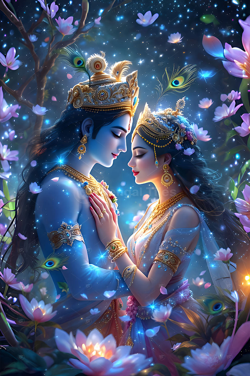 Spiritual Grace Radha-Krishna Premium 3D Wall Decor - 13131