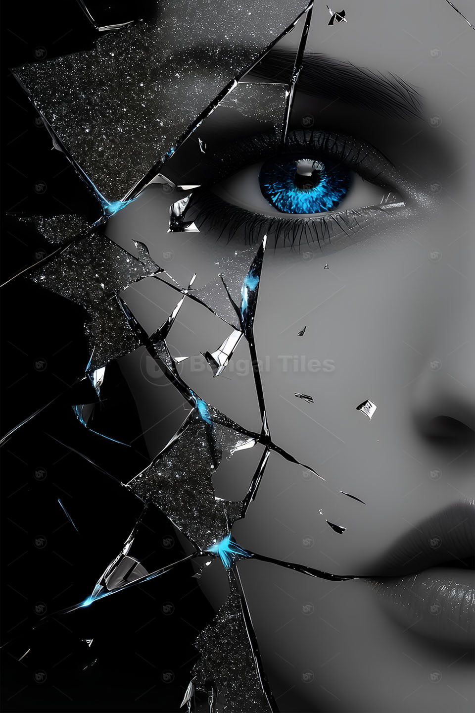 3D Girl with Glass Digital Wall Art - 13220