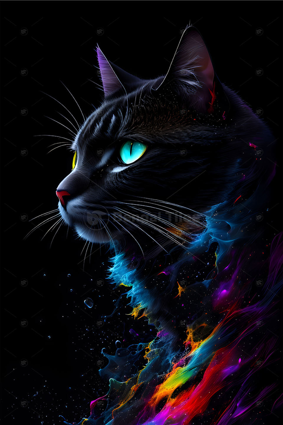 Black Cat with Piercing Blue Eyes Wall Décor - 13261