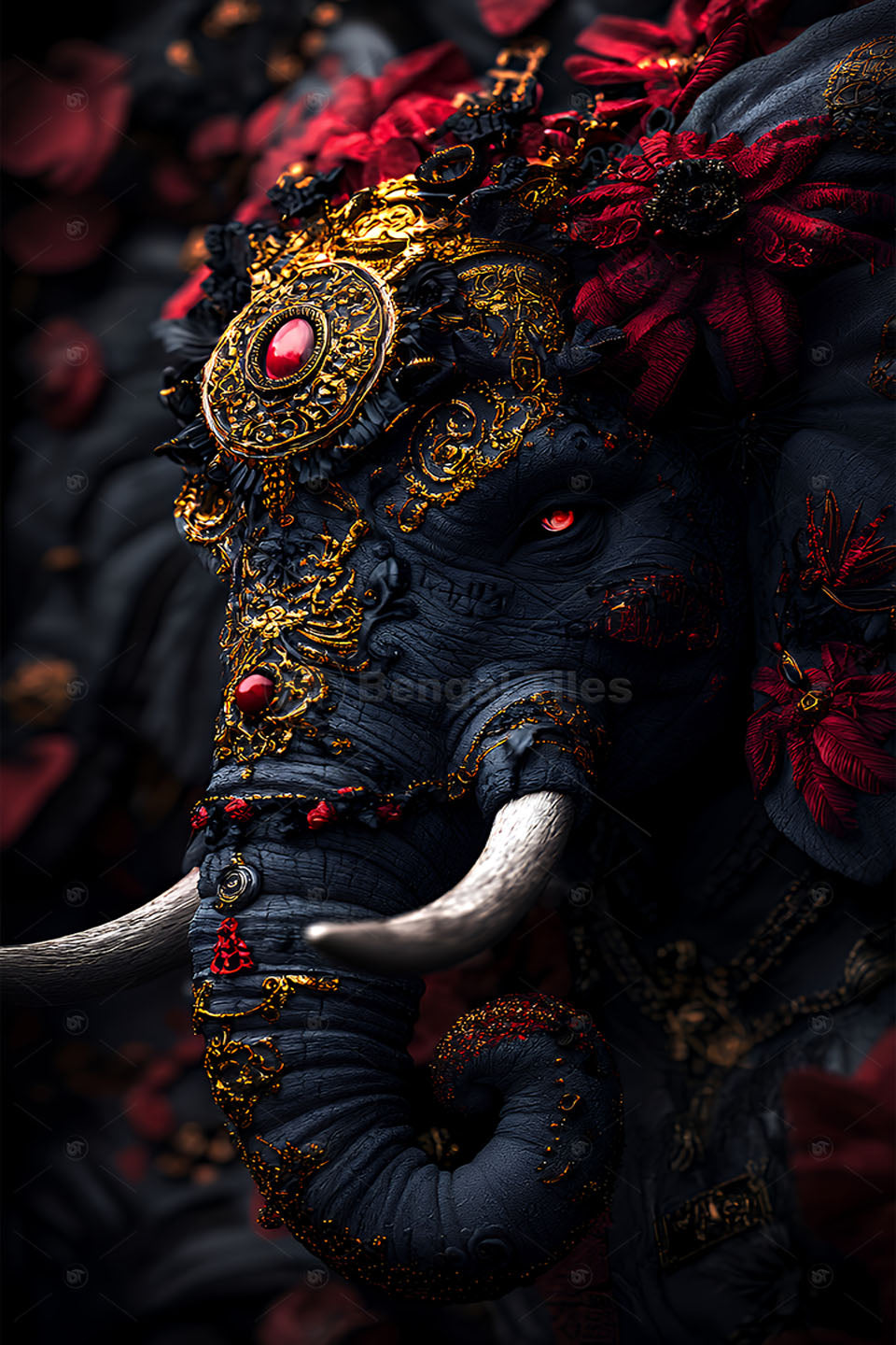 Grace & Power – Black Elephant Wall Art - 13262