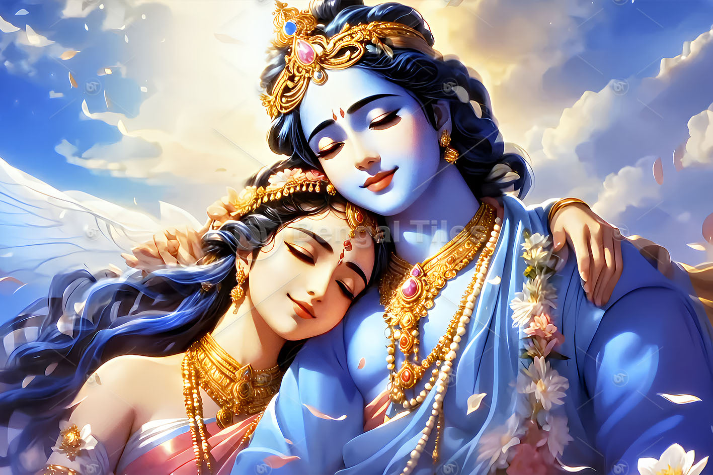 Radha-Krishna Eternal Bond Premium 3D Digital Art - 13515