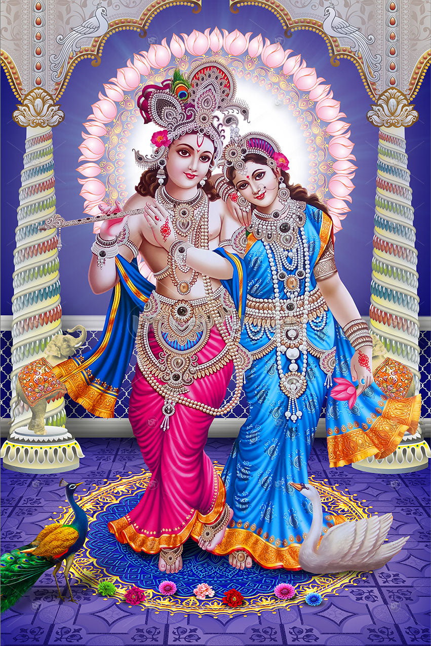 Radha Krishna Devotional Wall Art Premium Decor - 9020
