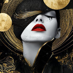 Artistic wall art of a stylish girl illustration with abstract elements, perfect for modern hotel room or lobby decor