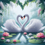 Swan Couple in Love Wall Art by Bengal Tiles Add romance and elegance with this high-gloss, beautifully detailed swan couple wall art. The perfect best wall art for bedrooms and living spaces.