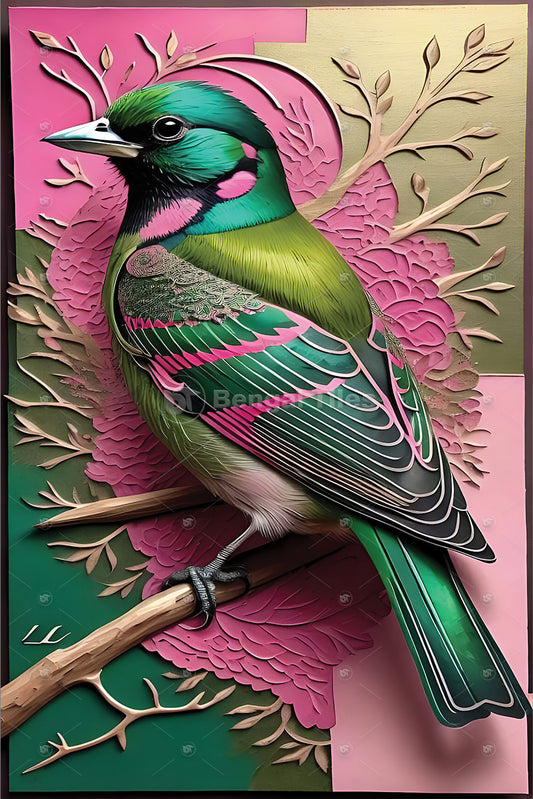 Premium Digital Wall Decor – 3D Artistic Bird Design - 12002