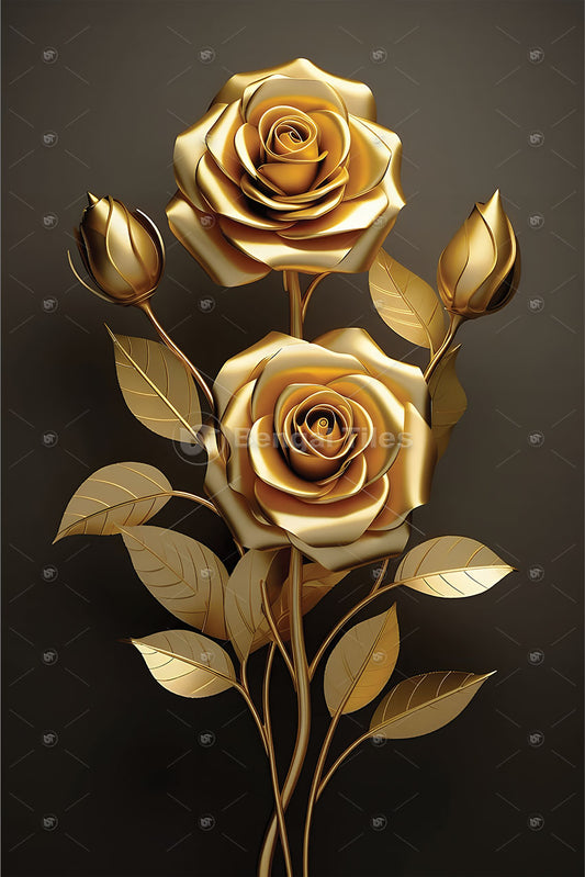 Luxury Golden Rose Wall Decor - 12030