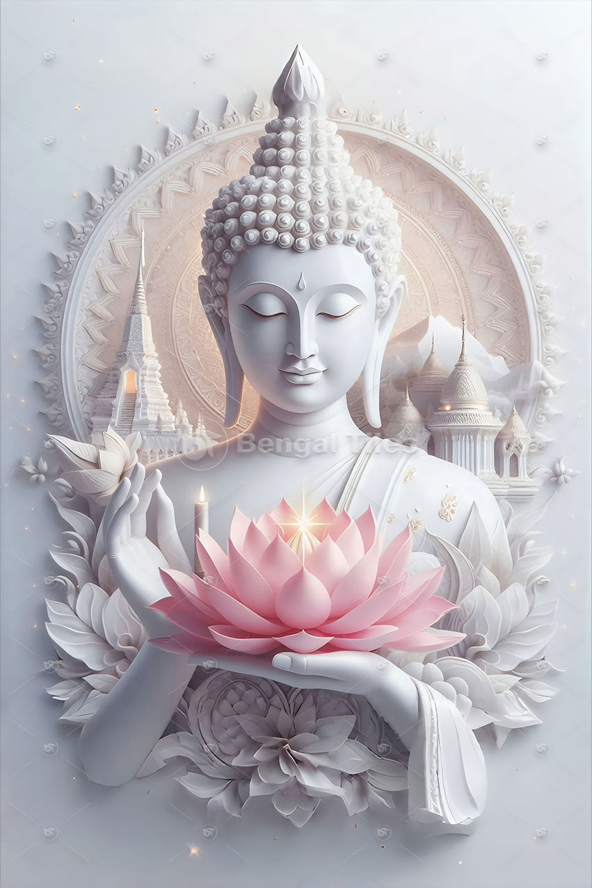 Buddha Wall Decor White Art- 12050