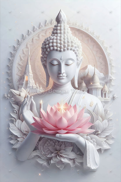Buddha Wall Decor White Art- 12050