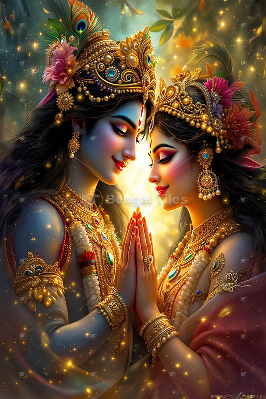 Radha-Krishna Blessings Premium Hindu Spiritual Wall Art - 13010