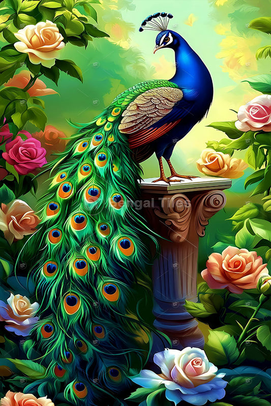 Royal Peacock High End Colorful Wall Art - 13015