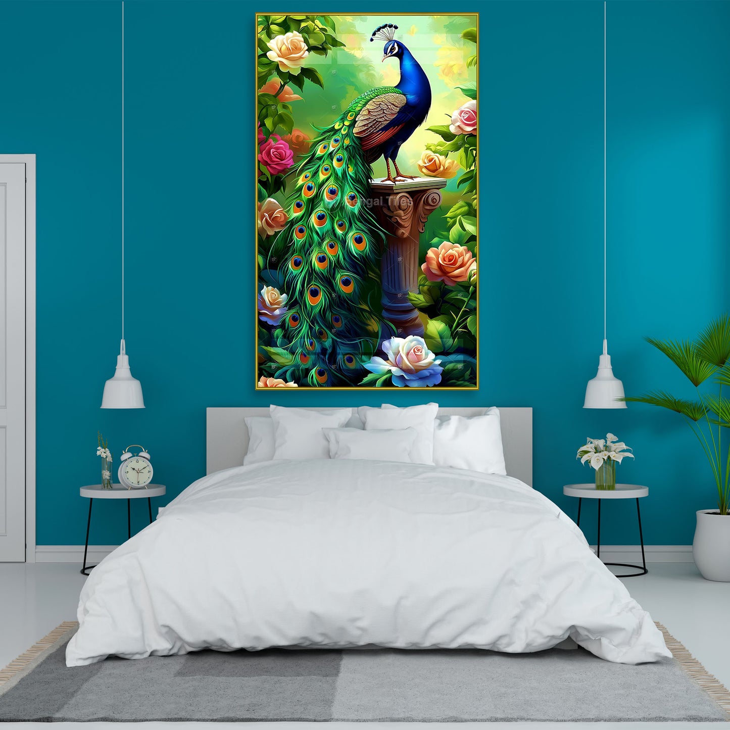 Royal Peacock High End Colorful Wall Art - 13015