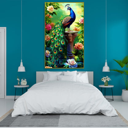 Royal Peacock High End Colorful Wall Art - 13015