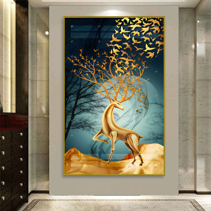 Majestic Golden Deer 3D Wall Art  - 13023