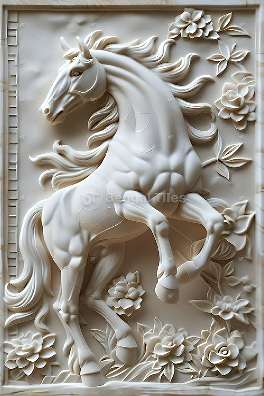 Refined White Horse Premium Wall Art  - 13034