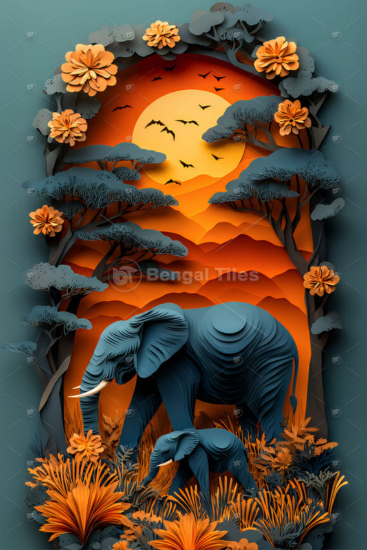 Elephant And Calf Wall Art - 13044