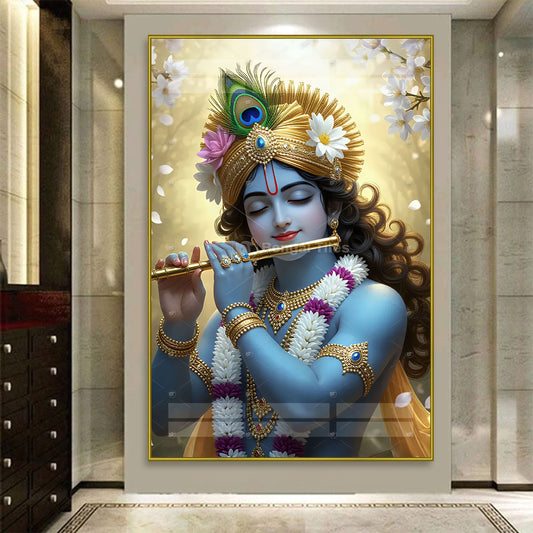 Shri Krishna Divine Wall Art Luxurious Spiritual Decor - 13045