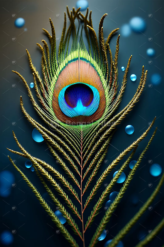Grace in Every Strand Premium Peacock Feather 3D wall Art  - 13055