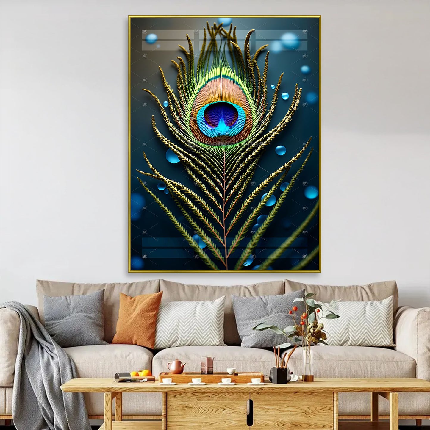 Grace in Every Strand Premium Peacock Feather 3D wall Art  - 13055