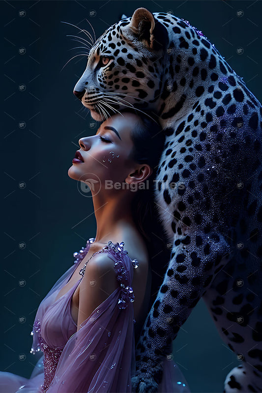 Fantasy AI Elegant Lady And Majestic Tiger Wall Art - 13078