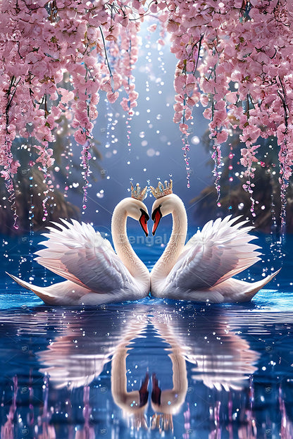 Graceful White Swans Romantic Wall Art - 13082