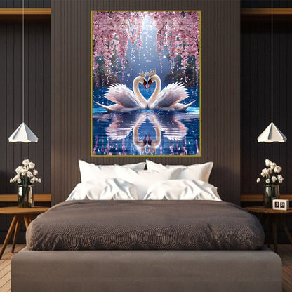 Graceful White Swans Romantic Wall Art - 13082
