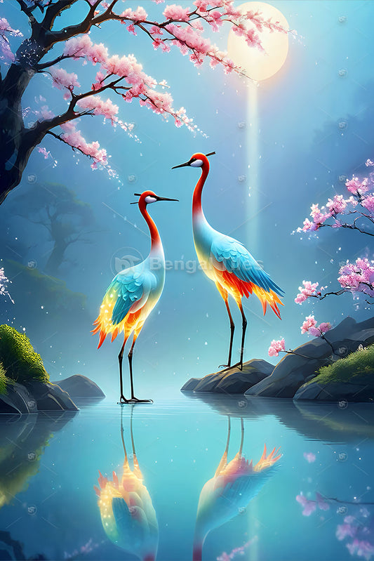 Oriental Elegance crane in Love Wall Decor - 13086