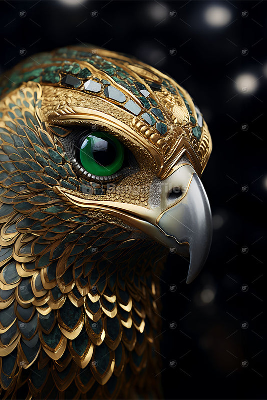 Digital Art Green Eyed Eagle For Modern Walls - 13089