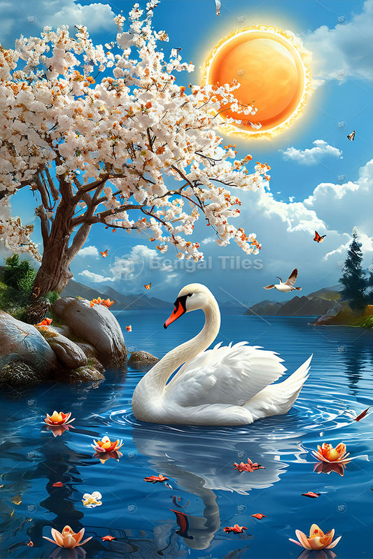 Graceful Swan On River Nature-Inspired Premium Wall Decor - 13090