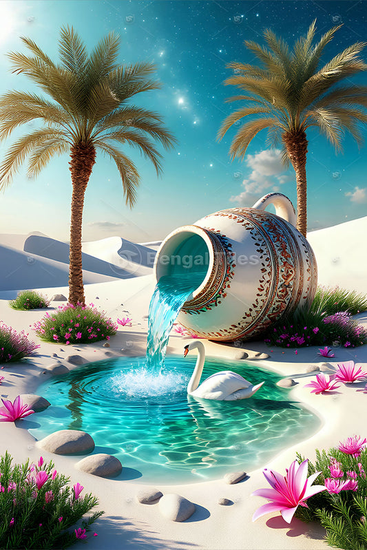 Swan With Nature Landscape Digital Wall Art - 13091