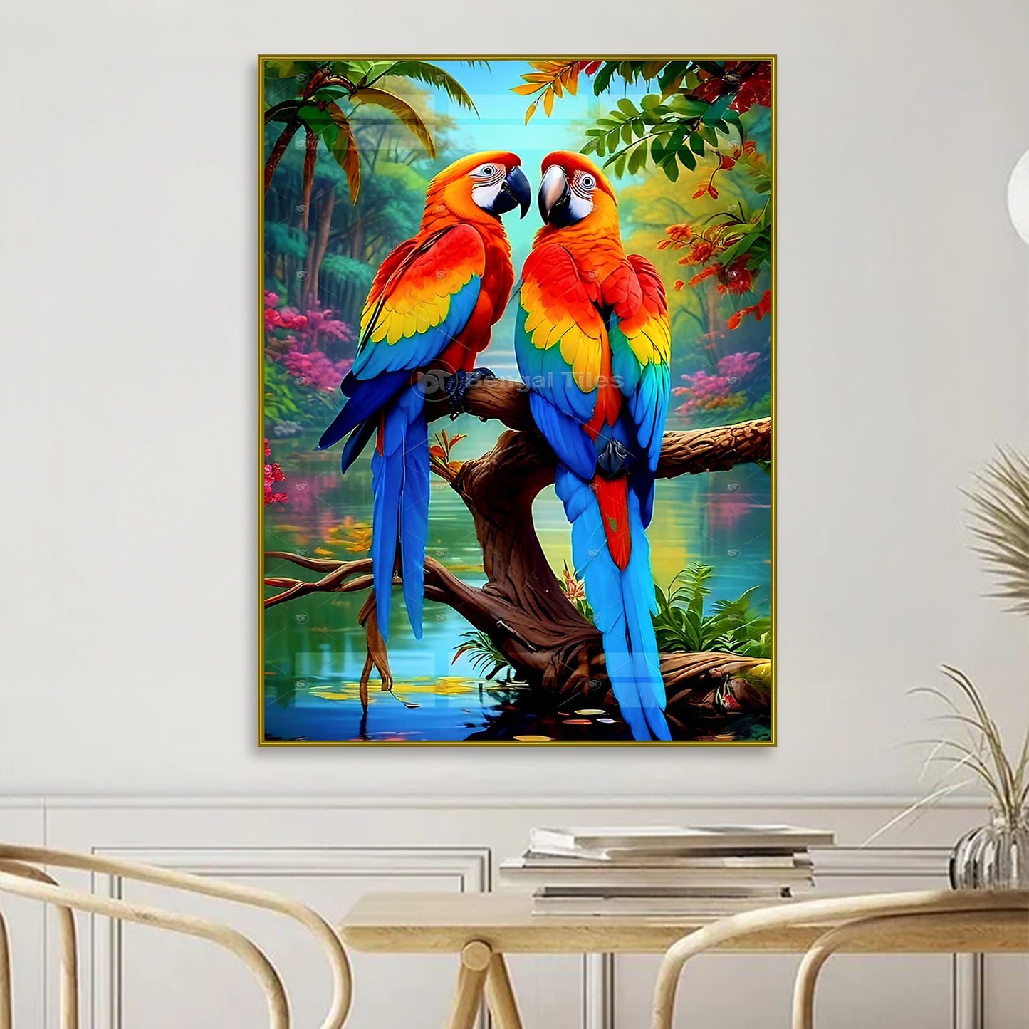 Tropical Lovebirds Premium Macaw Wall Art - 13092