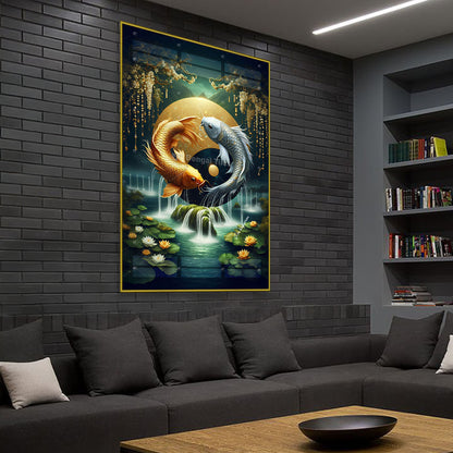 Luxury Depths Gold And Black Fish Digital Wall Accent - 13094